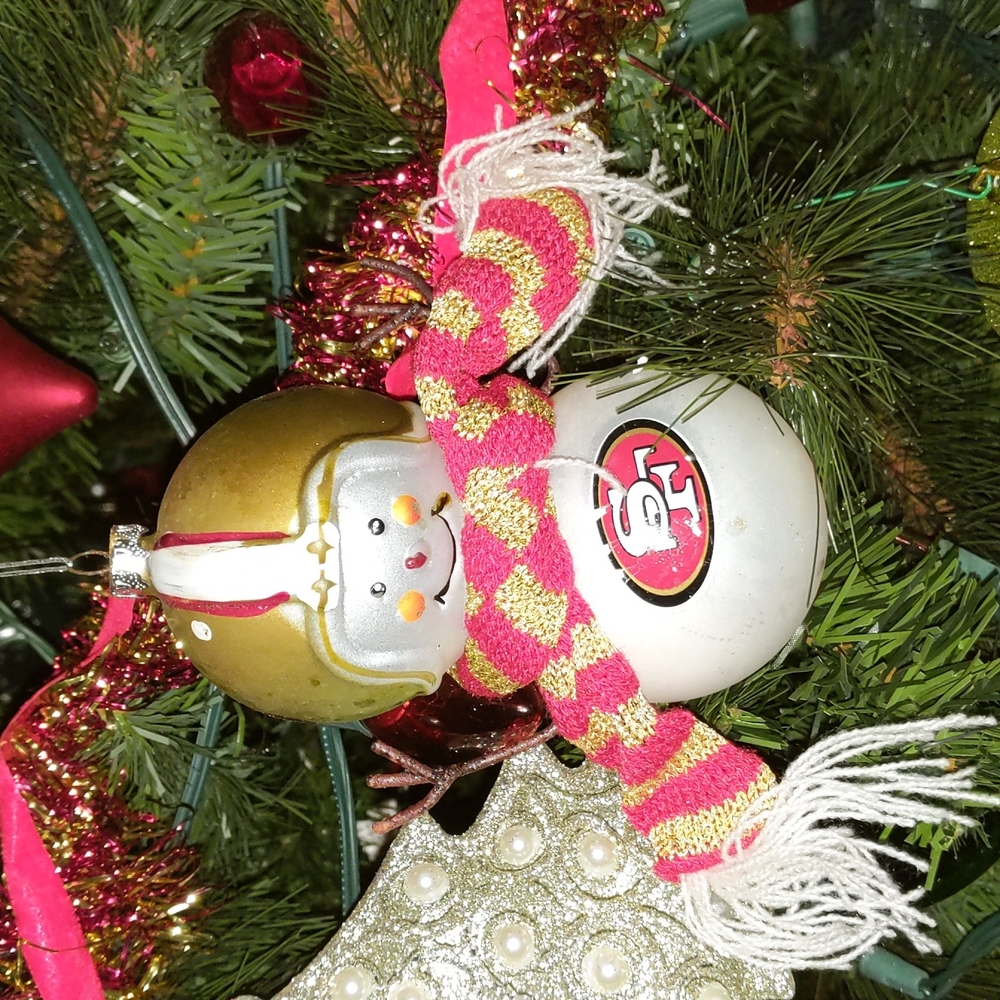 NFL San Francisco Blown Glass Christmas Ornament